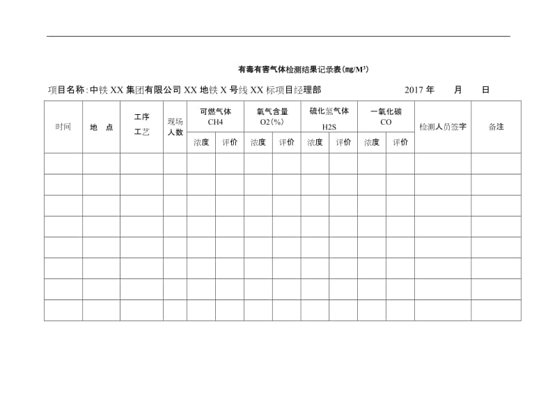 气体检测结果记录表.doc_第1页