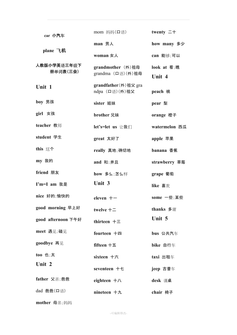 人教版小学英语三年级上册单词表[新].doc_第2页