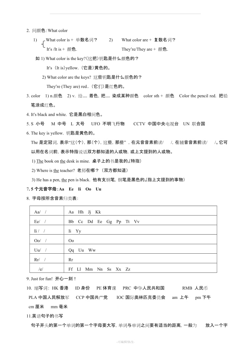 人教版英语+七年级上册各单元知识点详解1(定).doc_第2页