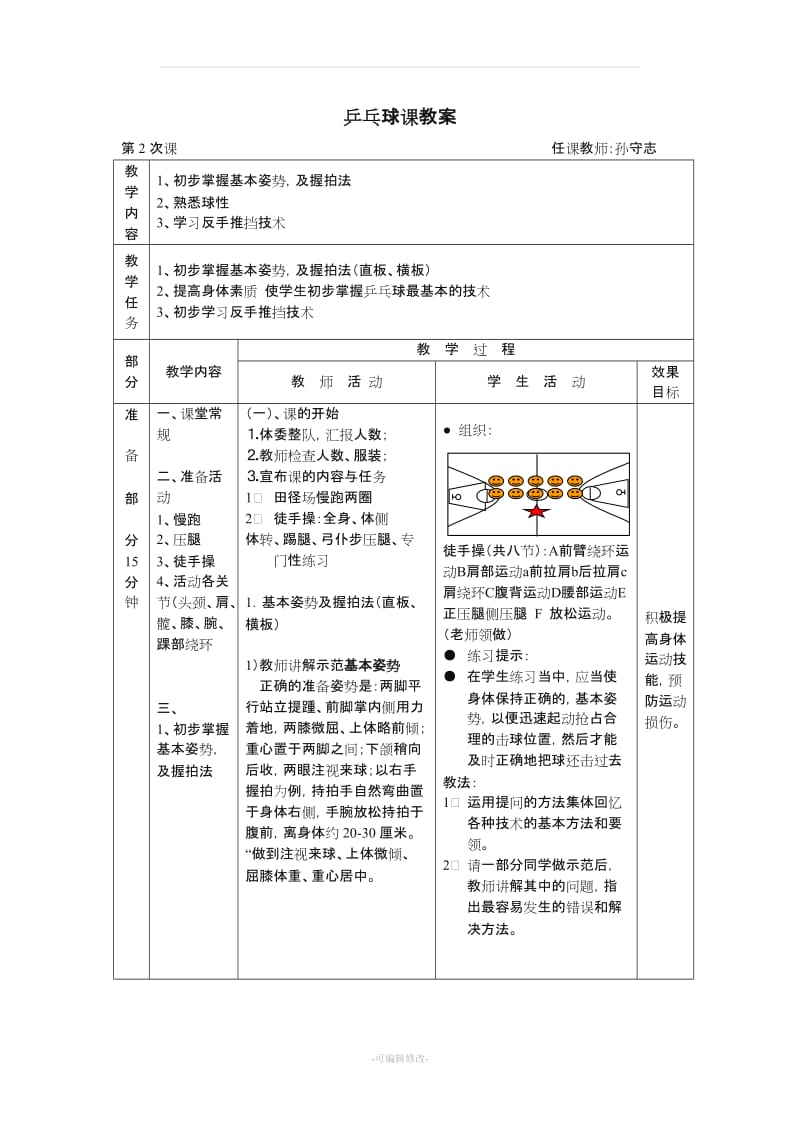 小学乒乓球课教案87100.doc_第2页