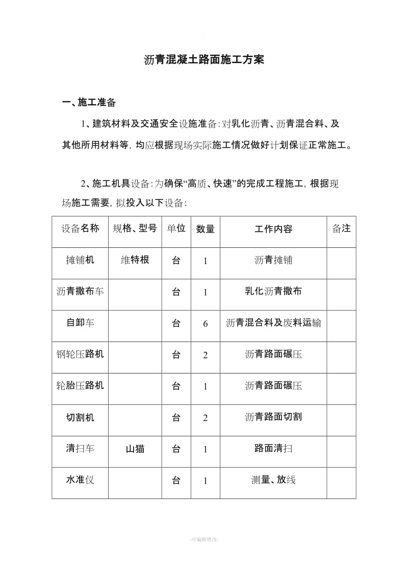 路面摊铺施工方案.doc_第1页