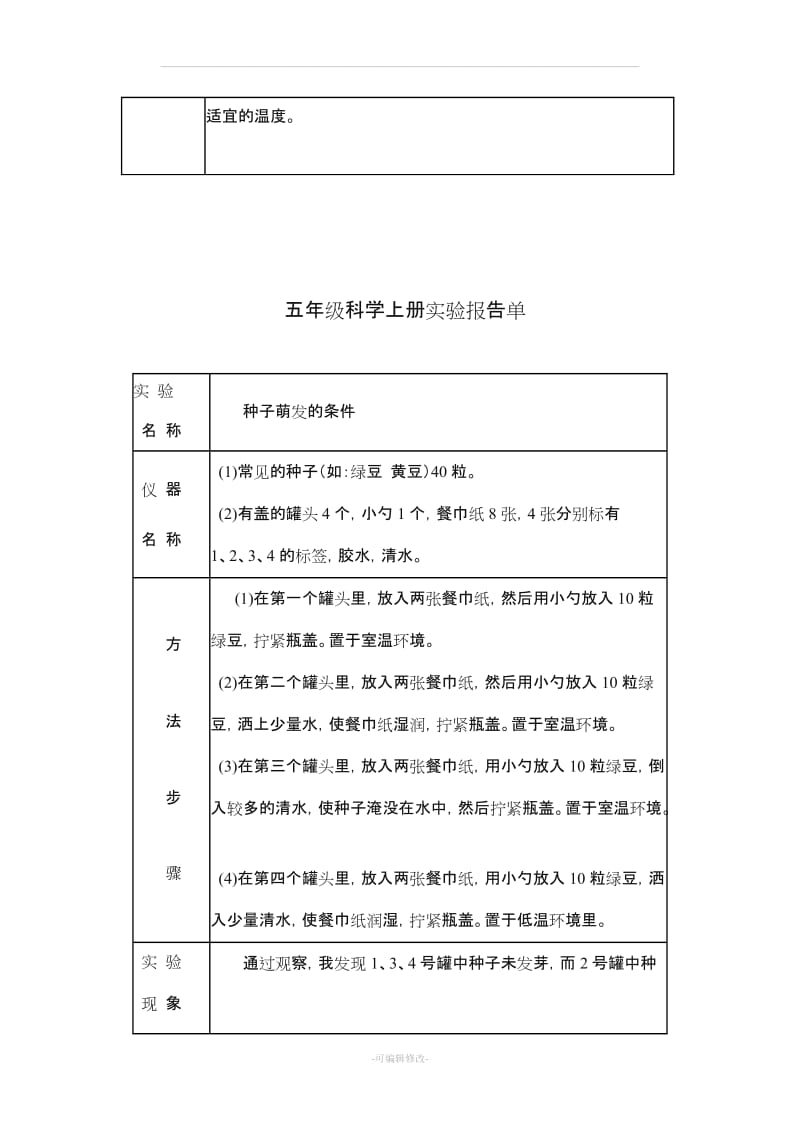 冀教版五年级上册科学实验报告单.doc_第2页