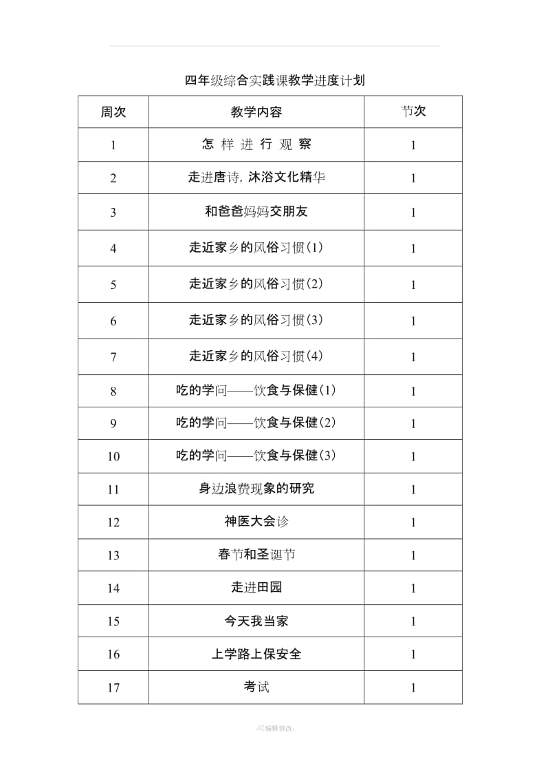 四级上册综合实践课教案完整通过版.doc_第1页