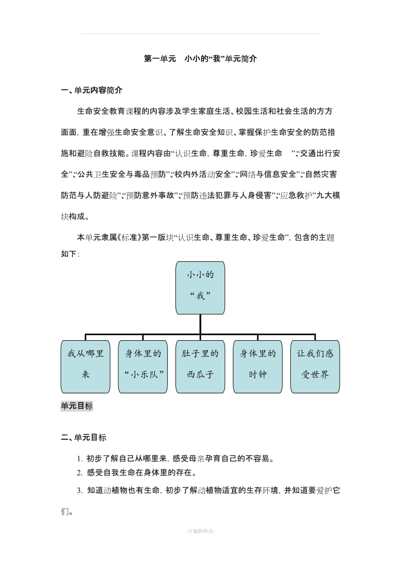 一年级上册生命安全教育教案54242.doc_第1页