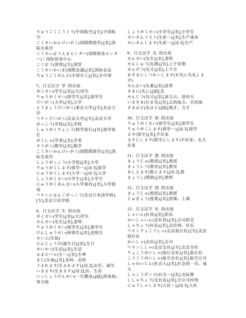 标准日本语初级汉字--以单词表为序1.doc_第2页