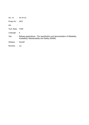 EN50126 鐵路應(yīng)用軟件-可靠性、有效性、可維護(hù)性和安全性的規(guī)范和示范.doc