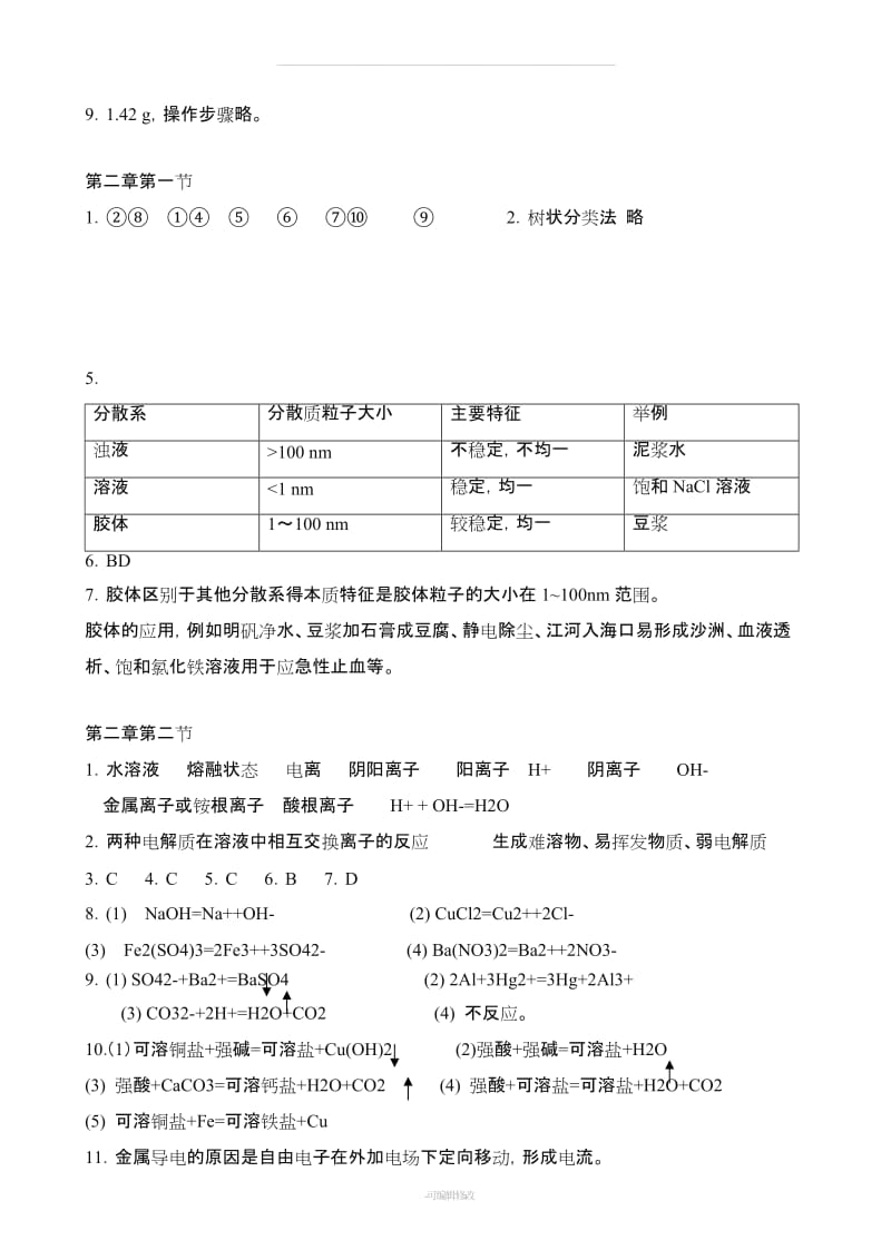 全套高中化学人教版课后习题答案.doc_第2页