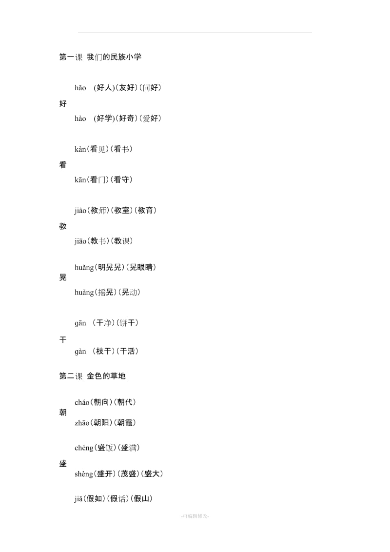 人教版三年级语文上册多音字.doc_第1页