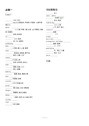 人教版高一英語必修一.必修二單詞默寫表.doc