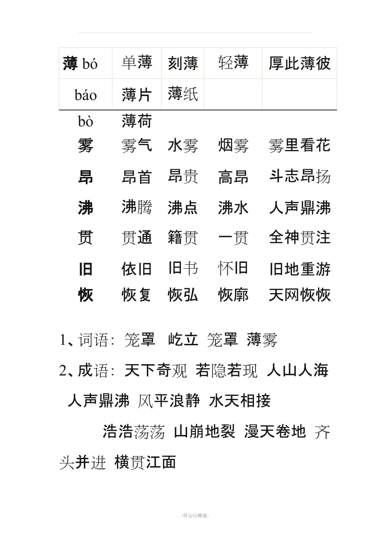 人教版语文四年级上册课文 生字词.doc_第2页