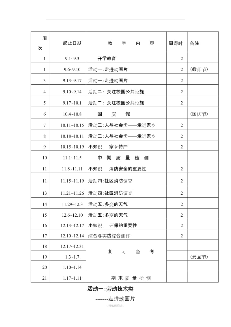 小学五年级上册综合实践活动教案 全册.doc_第3页