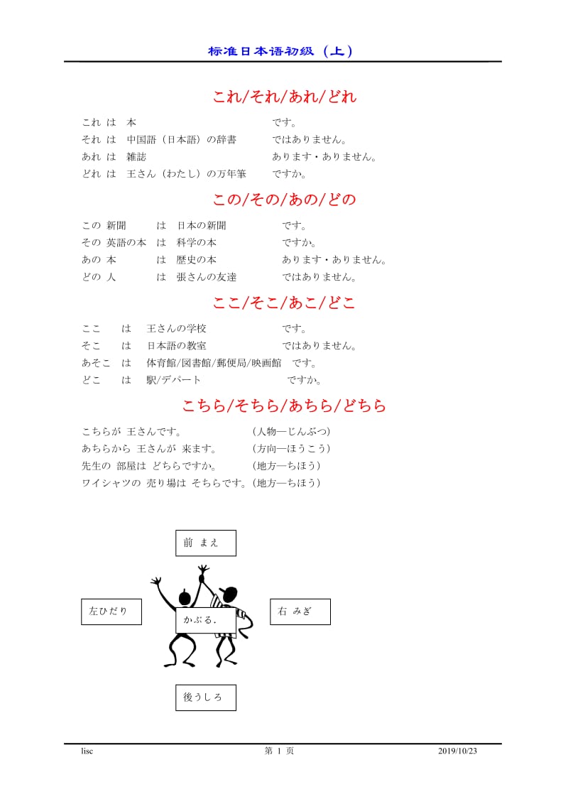 超全标准日本语初级上笔记练习.doc_第1页