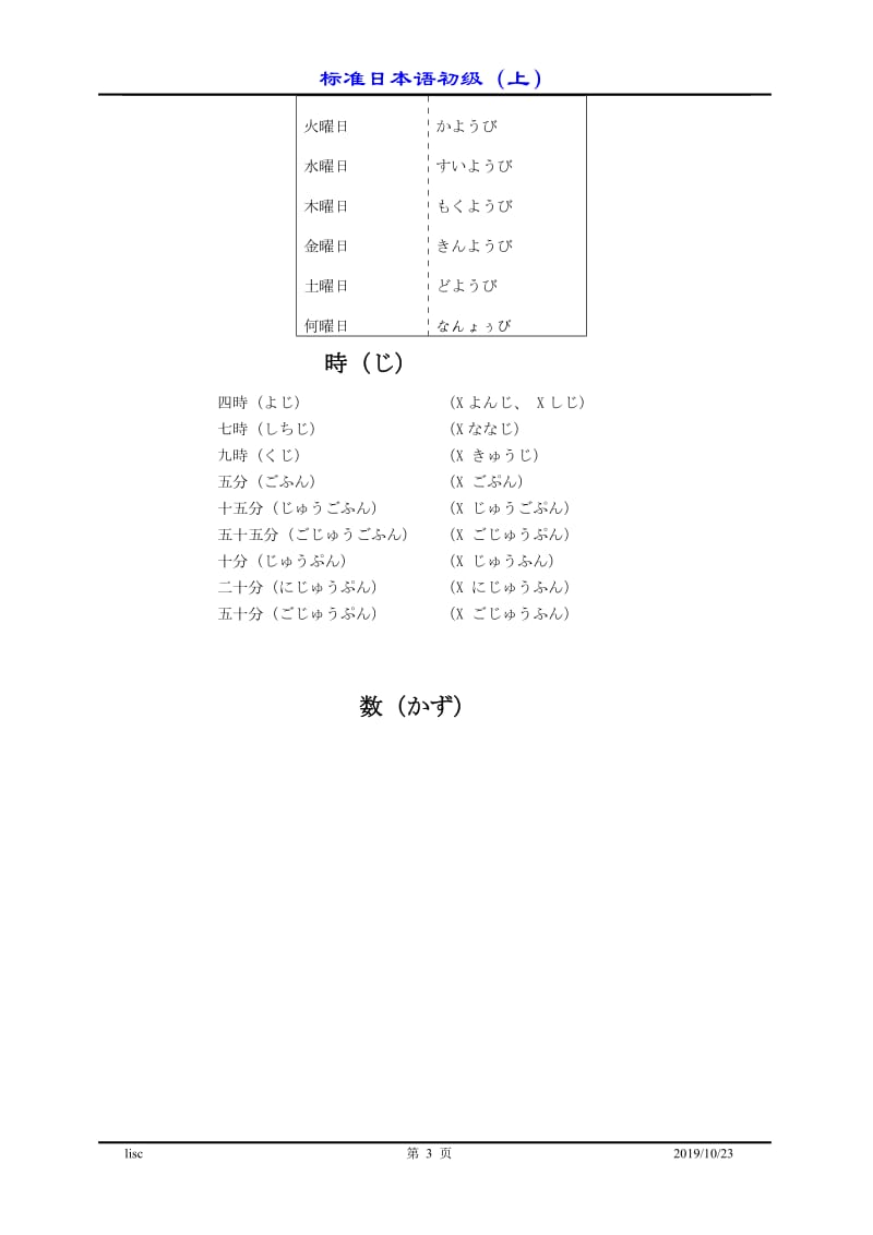 超全标准日本语初级上笔记练习.doc_第3页