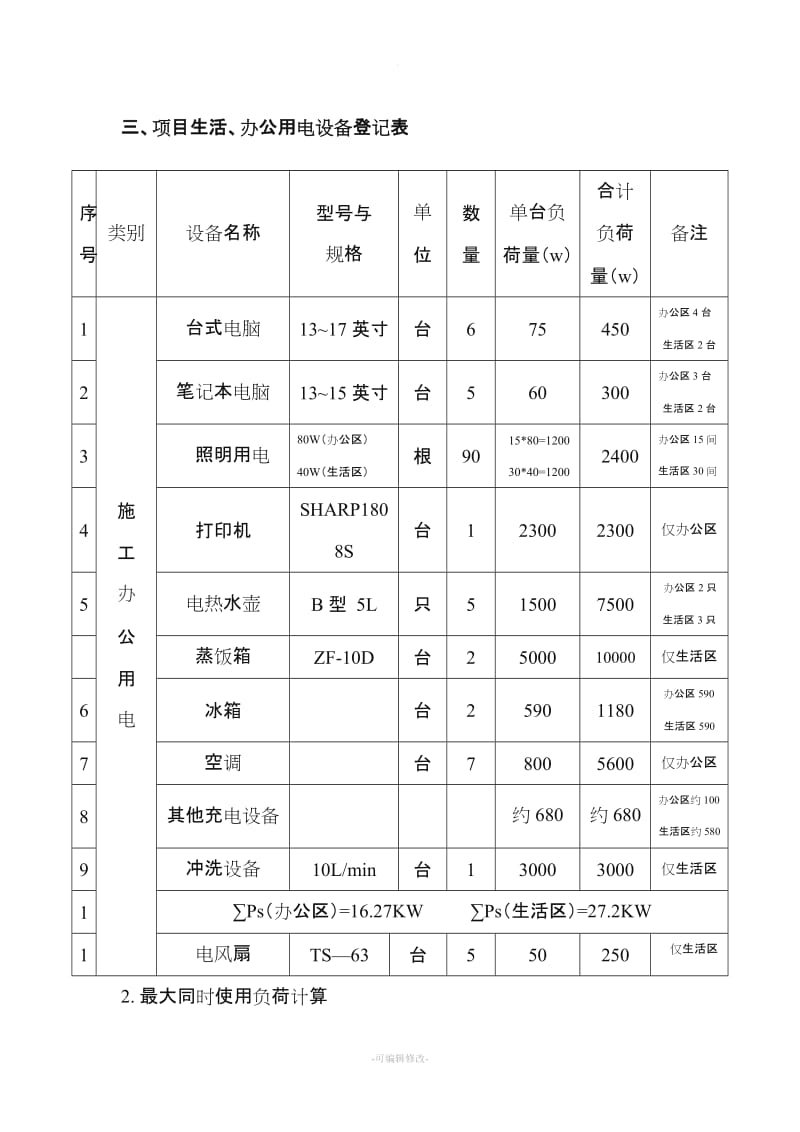 项目部办公区、生活区临时用电方案.doc_第3页