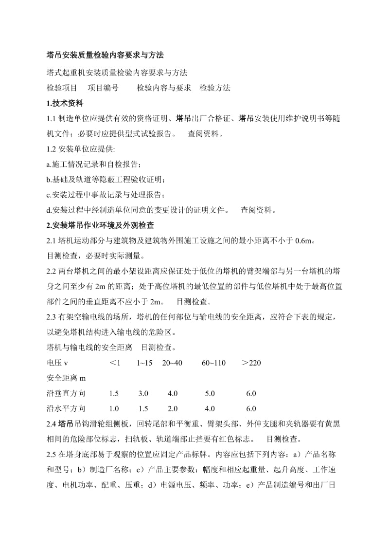 塔吊安装质量检验内容要求与方法.doc_第1页