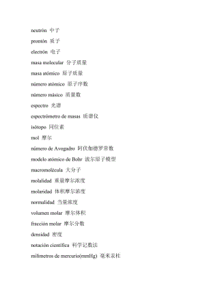 西班牙語(yǔ)化學(xué)類詞匯.doc