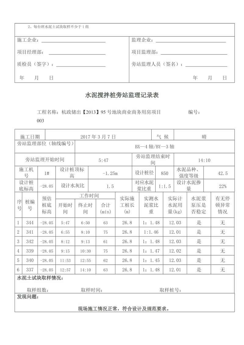 水泥搅拌桩旁站监理记录表.doc_第3页