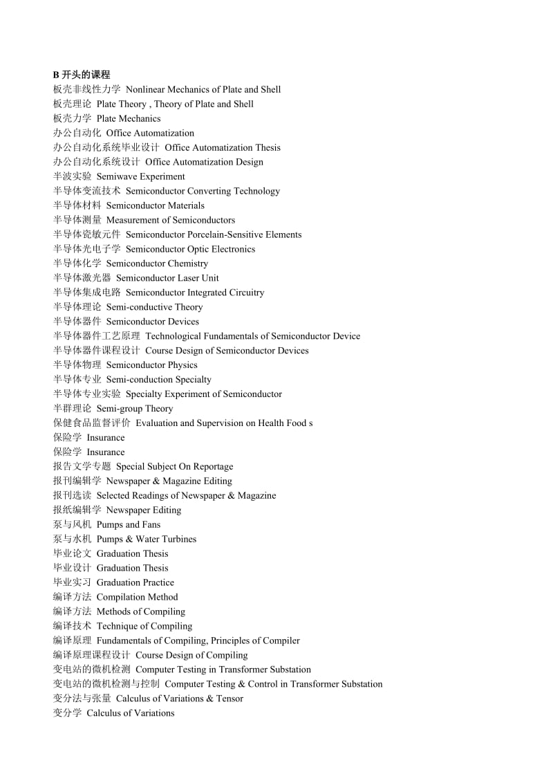 大学常见课程名称及英语翻译按字母排序及专业排序.doc_第2页