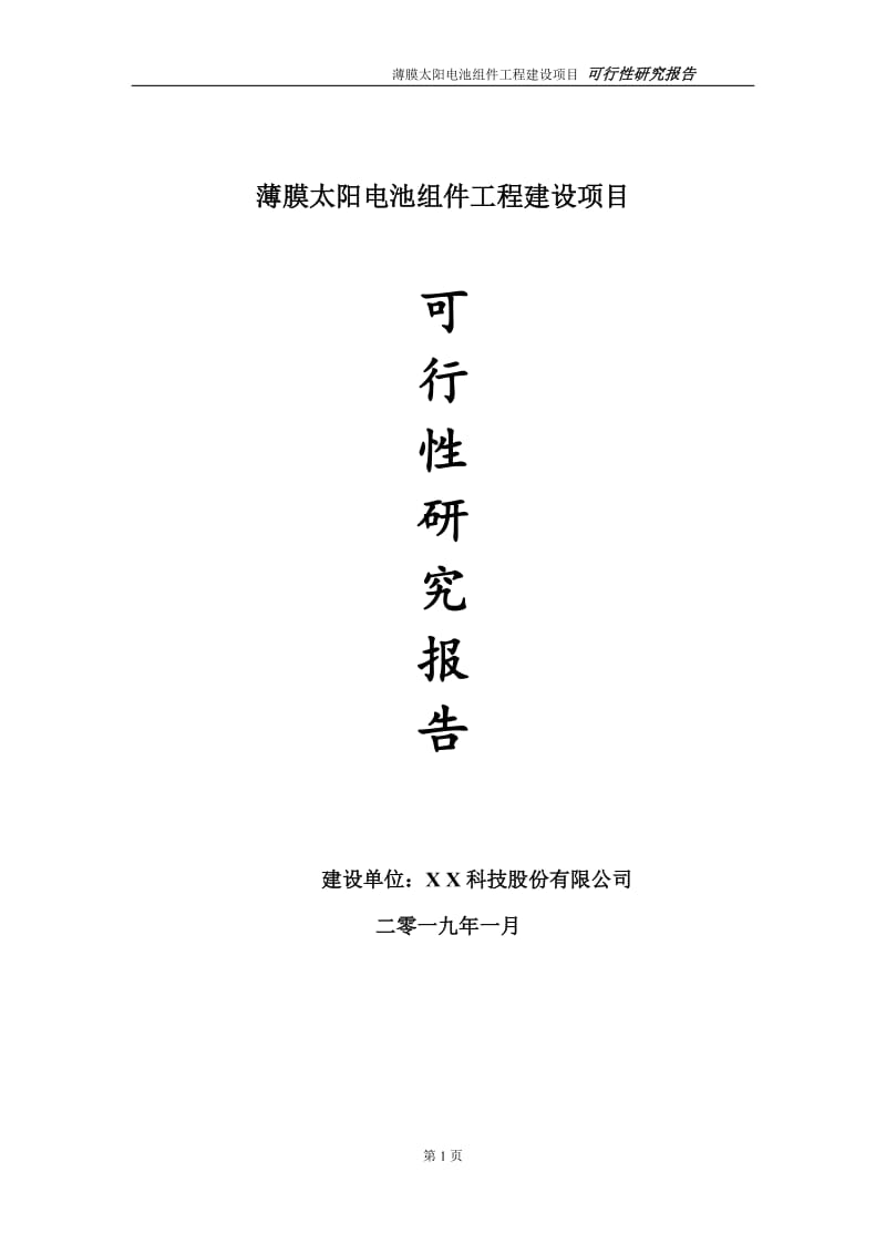 薄膜太阳电池组件项目可行性研究报告（代申请报告）(1)_第1页