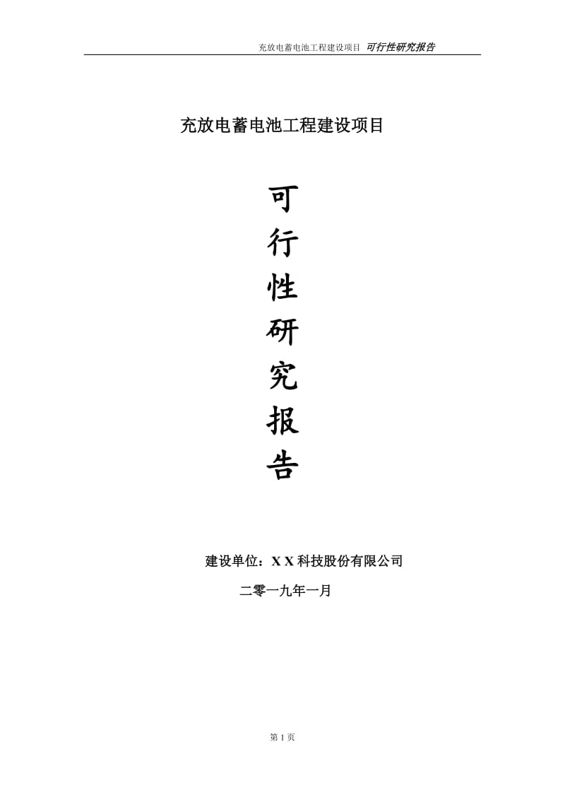 充放电蓄电池项目可行性研究报告（代申请报告）_第1页