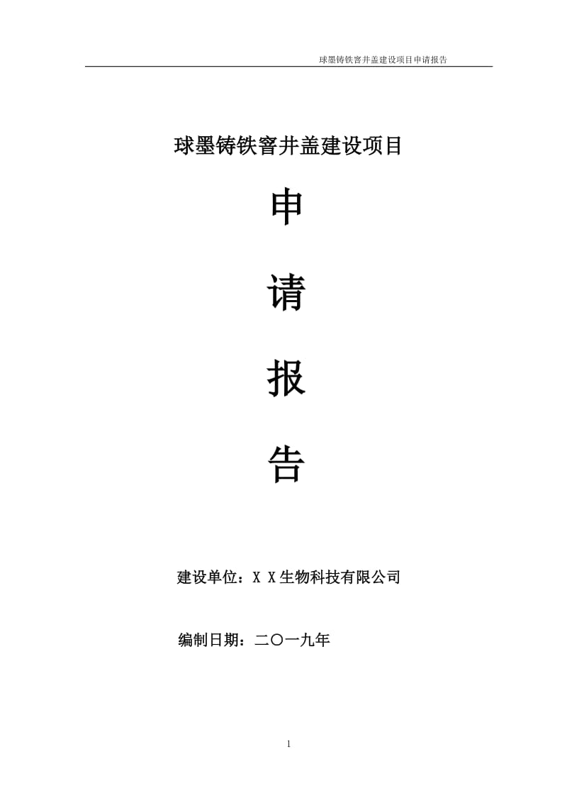 球墨铸铁窨井盖项目申请报告（可编辑案例）_第1页