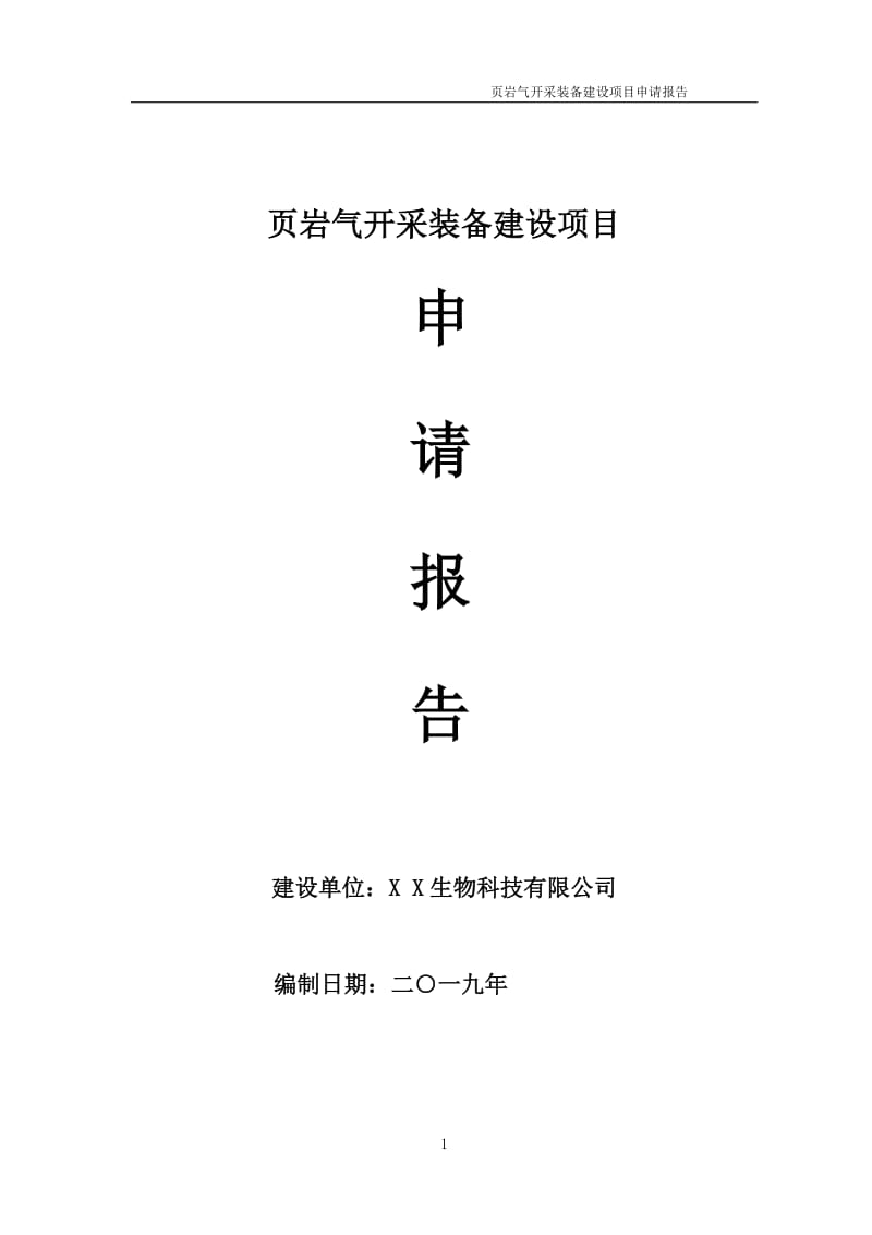 页岩气开采装备项目申请报告（可编辑案例）_第1页