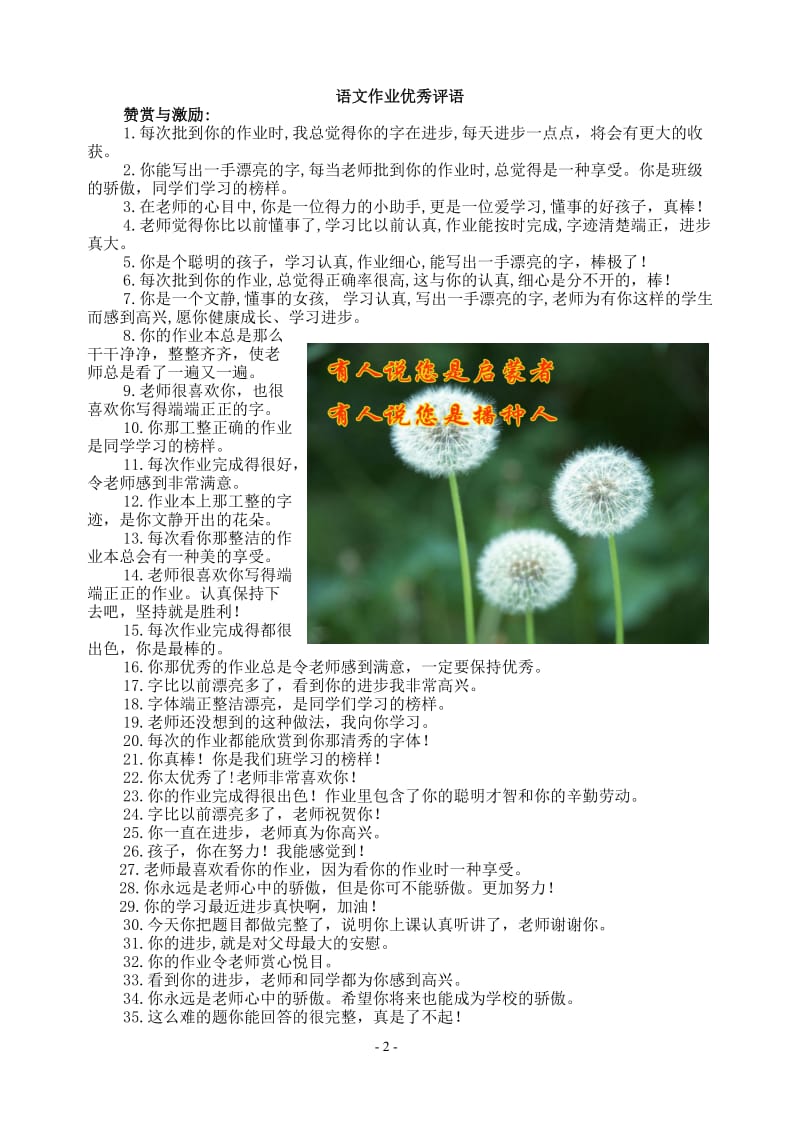 优秀作业评语集锦.doc_第2页