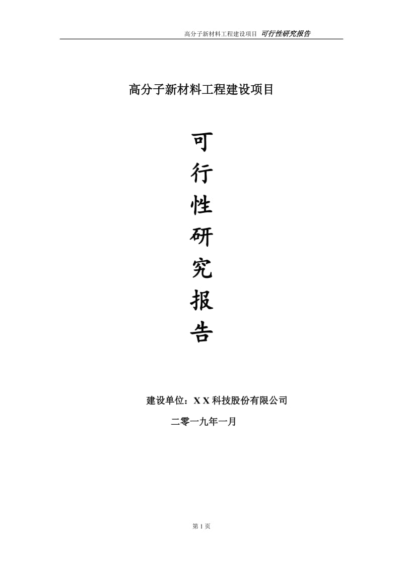 高分子新材料项目可行性研究报告（代申请报告）_第1页