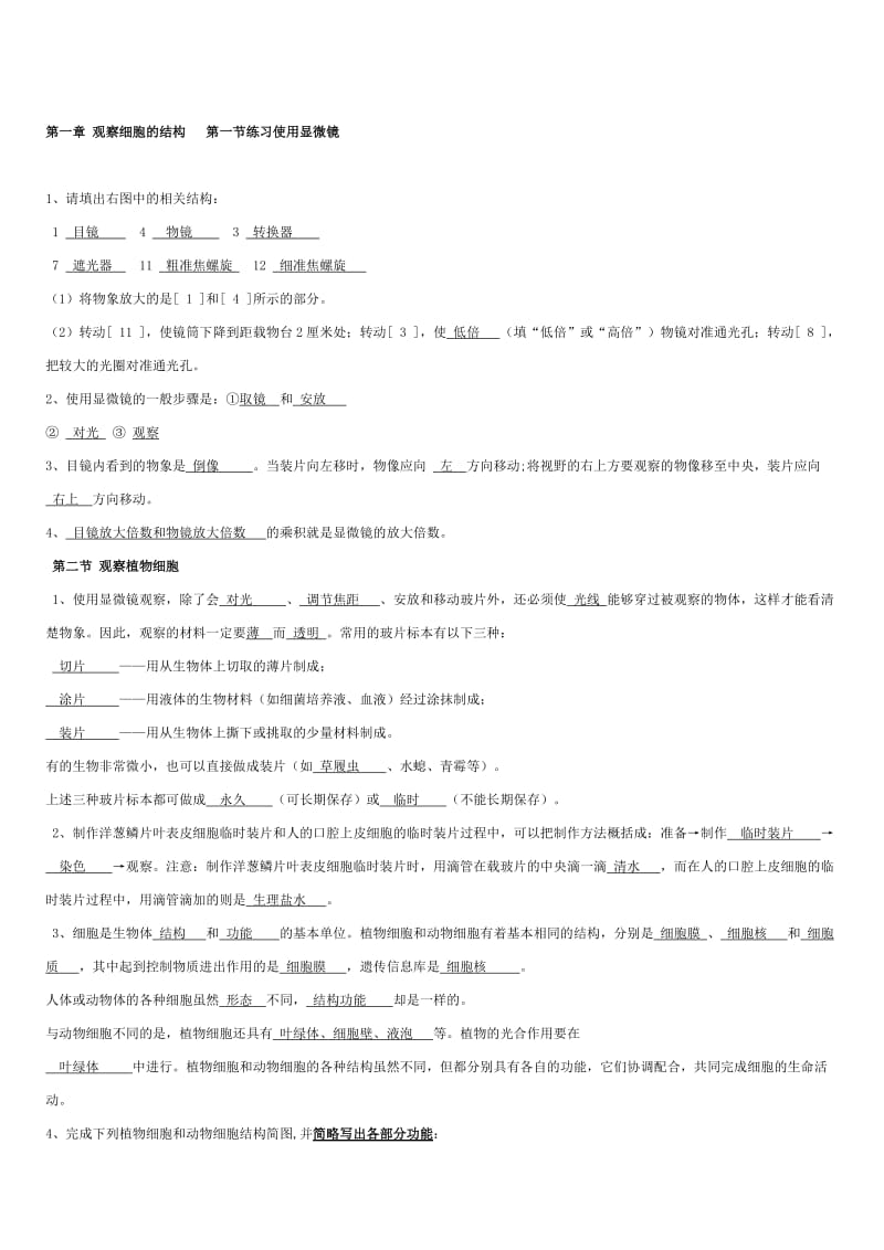 七年级上册生物复习填空题.doc_第3页