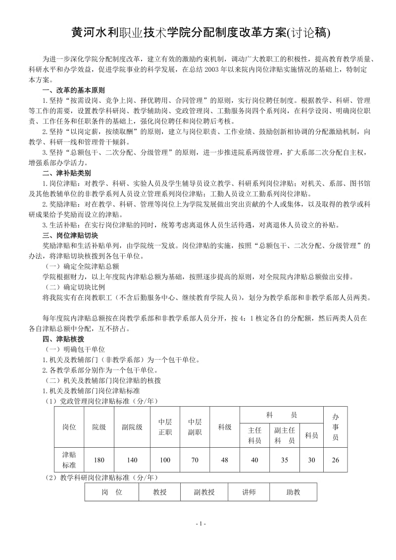 黄河水利职业技术学院分配制度改革方案.doc_第1页