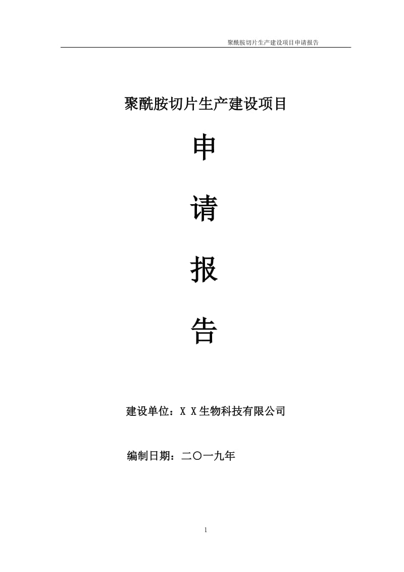 聚酰胺切片生产项目申请报告（可编辑案例）_第1页