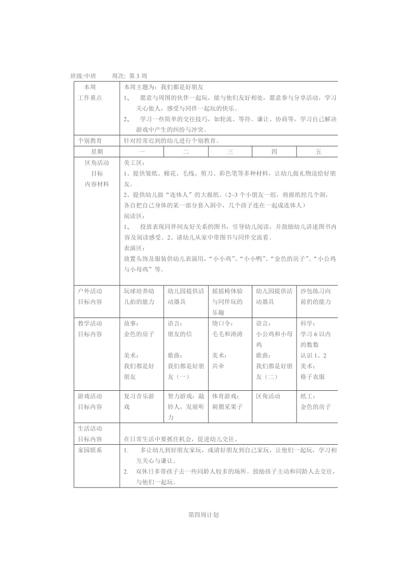 姚集学区幼儿园中班周工作计划表.doc_第3页