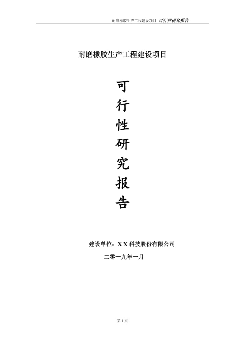 耐磨橡胶生产项目可行性研究报告（代申请报告）_第1页