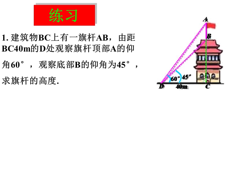 解直角三角形的应用-仰角俯角问题ppt课件_第3页