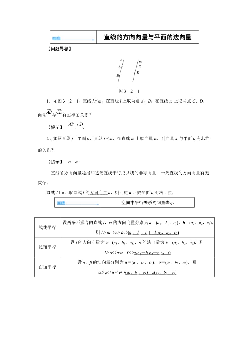 直线的方向向量与平面的法向量.doc_第1页