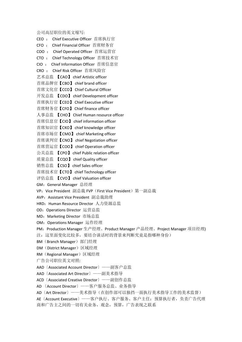 公司职位的英文缩写.doc_第1页