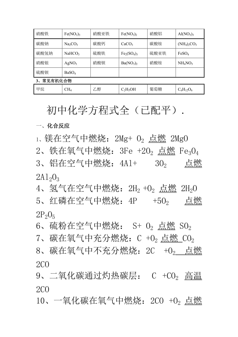 初中常见化学式及化学方程式大全.doc_第2页