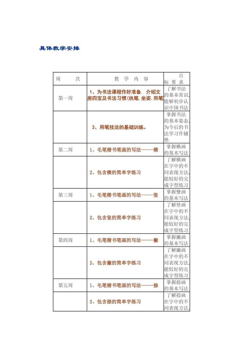 少年宫书法社团毛笔书法教学计划.doc_第2页