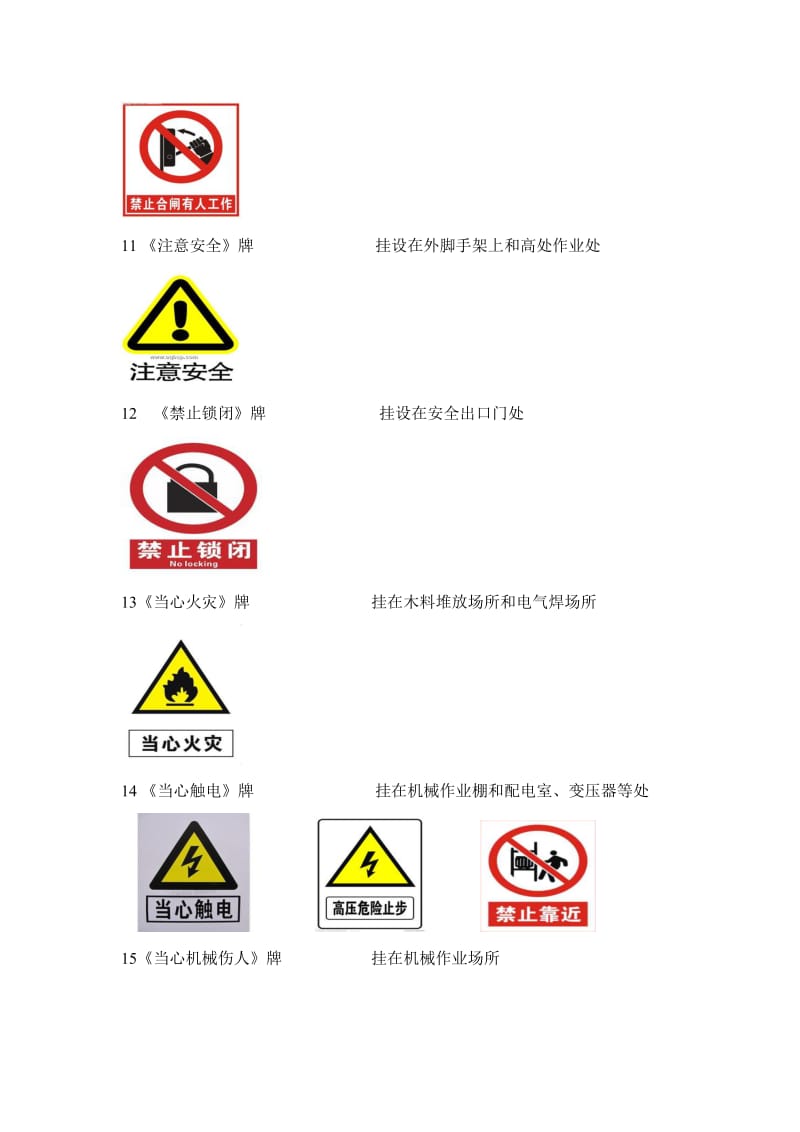 生产现场安全标志牌一览表.doc_第3页