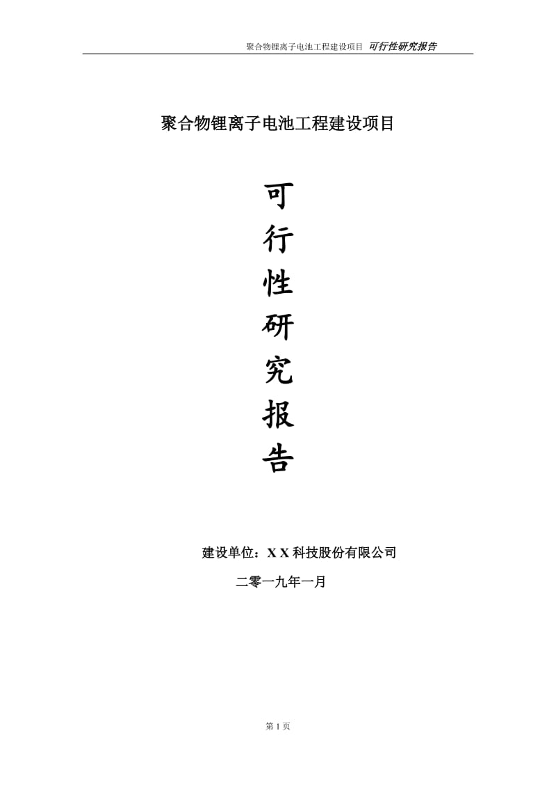 聚合物锂离子电池项目可行性研究报告（代申请报告）_第1页