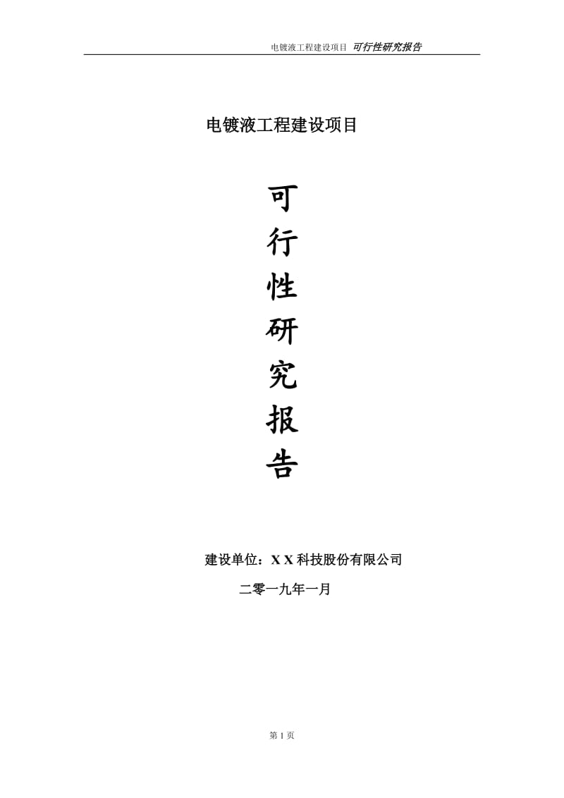 电镀液项目可行性研究报告（代申请报告）(1)_第1页