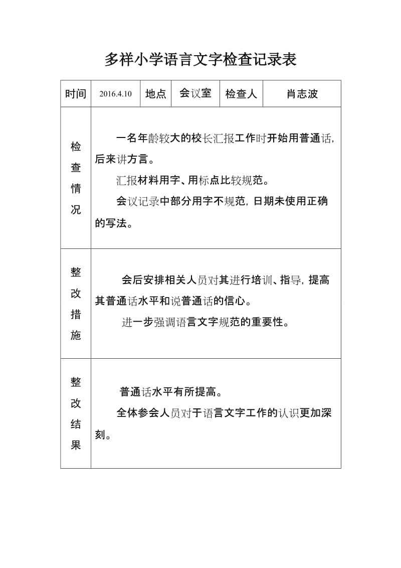 语言文字工作整改记录.doc_第1页