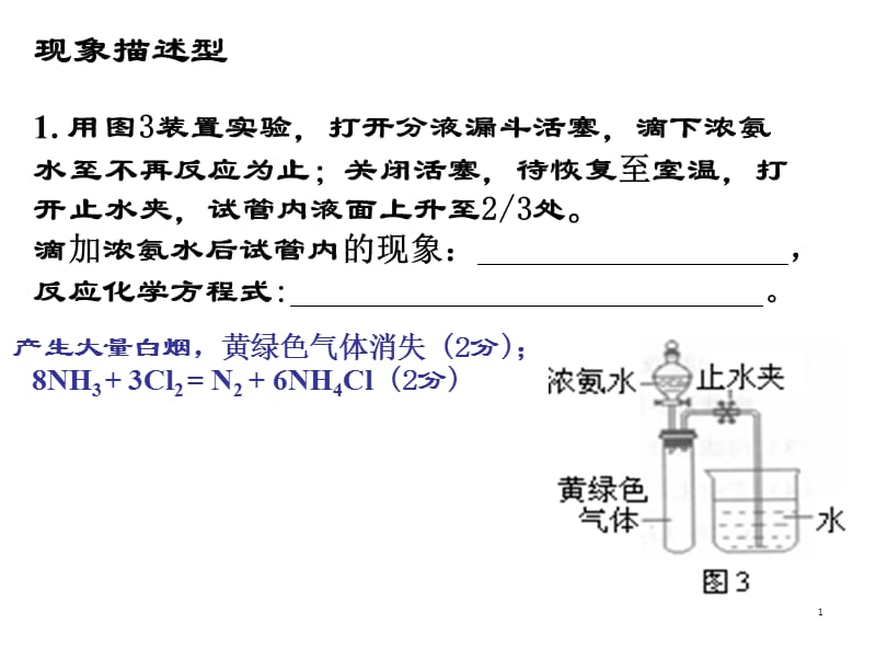 高三化学实验题语言叙述专题讲解含答案ppt课件_第1页