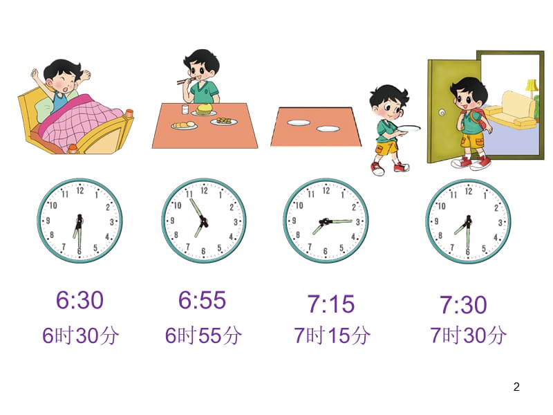 北师大版数学二下淘气的作息时间ppt课件_第2页