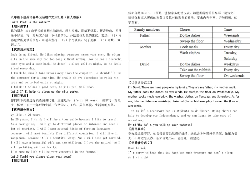 人教版英语八年级作文_第1页