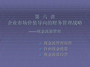 企業(yè)市場(chǎng)價(jià)值導(dǎo)向的財(cái)務(wù)管理戰(zhàn)略現(xiàn)金流量管理ppt課件