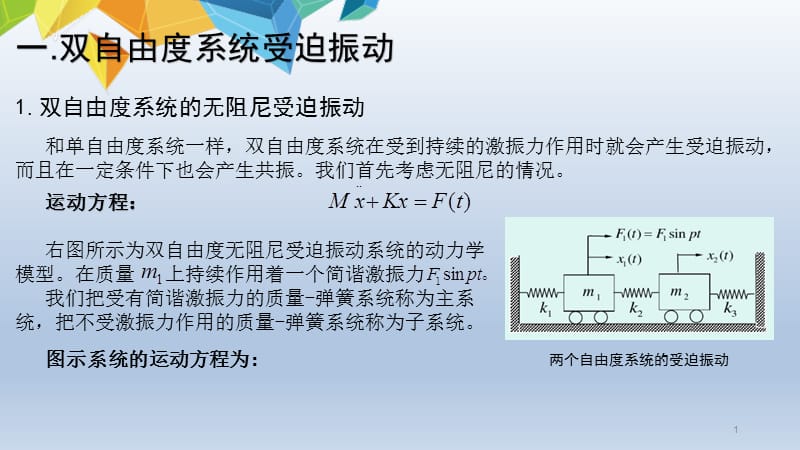 双自由度与多自由度的受迫振动ppt课件_第1页