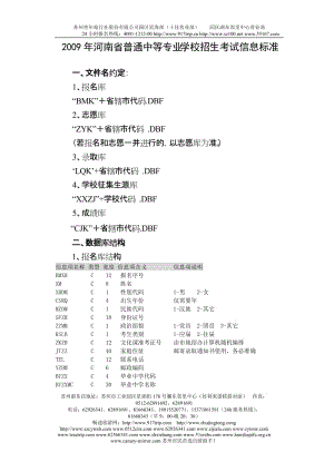 j2009年河南省普通中等專業(yè)學校招生考試信息標準cbrvn.doc