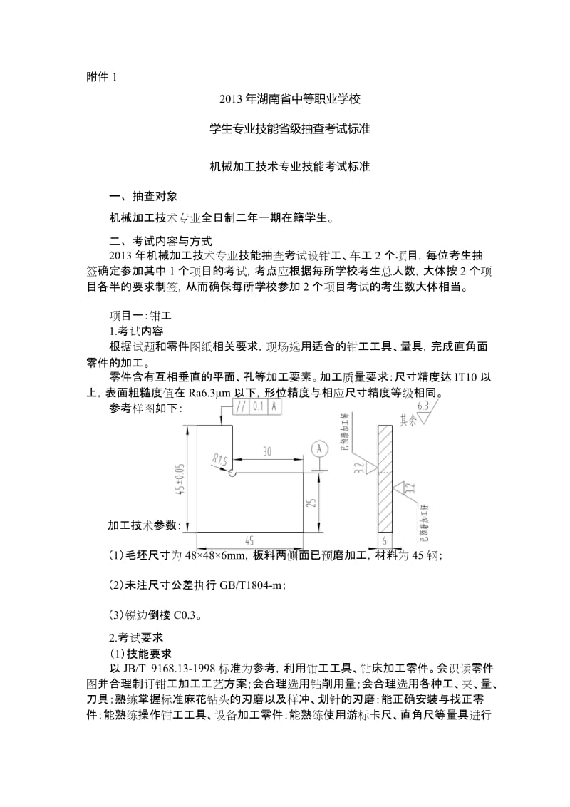 X年湖南省专业技能抽查考试标准.doc_第1页