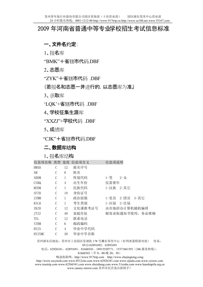 u2009年河南省普通中等专业学校招生考试信息标准uanfa.doc_第1页